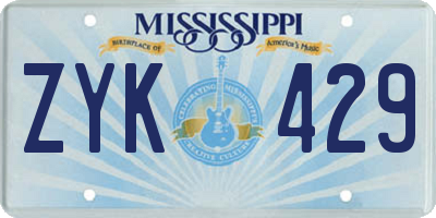MS license plate ZYK429