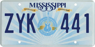 MS license plate ZYK441