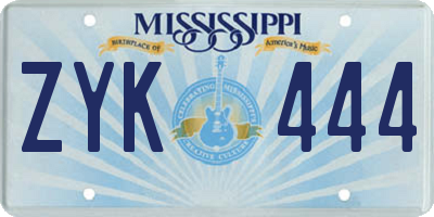 MS license plate ZYK444