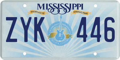 MS license plate ZYK446