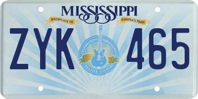 MS license plate ZYK465