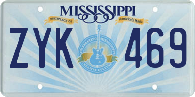 MS license plate ZYK469
