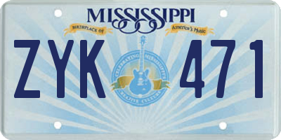 MS license plate ZYK471