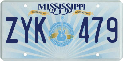 MS license plate ZYK479