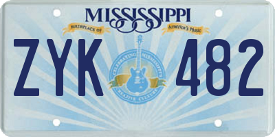 MS license plate ZYK482