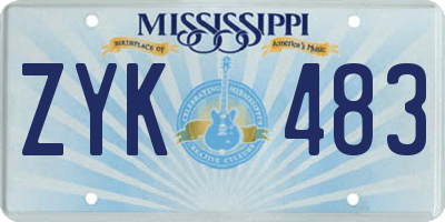 MS license plate ZYK483