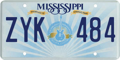 MS license plate ZYK484
