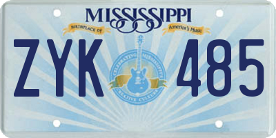 MS license plate ZYK485