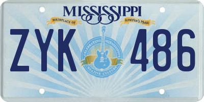 MS license plate ZYK486