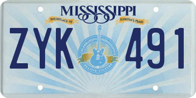 MS license plate ZYK491