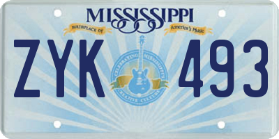 MS license plate ZYK493