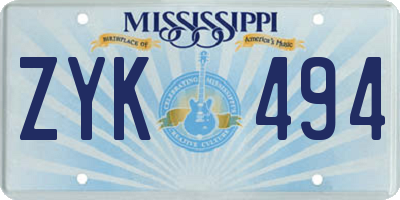 MS license plate ZYK494