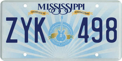 MS license plate ZYK498