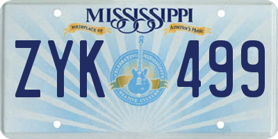 MS license plate ZYK499