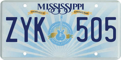 MS license plate ZYK505