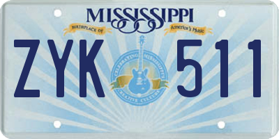 MS license plate ZYK511