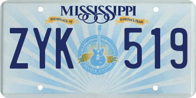 MS license plate ZYK519