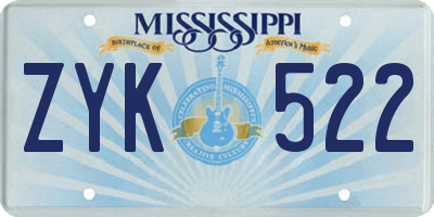 MS license plate ZYK522