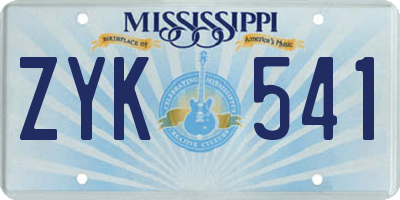 MS license plate ZYK541