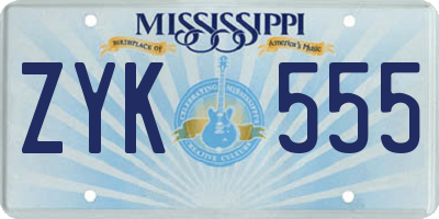 MS license plate ZYK555
