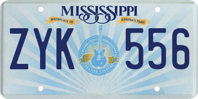 MS license plate ZYK556