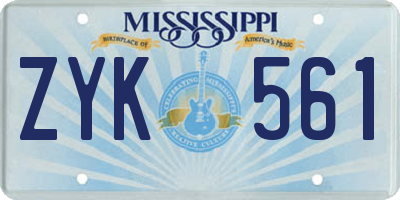 MS license plate ZYK561