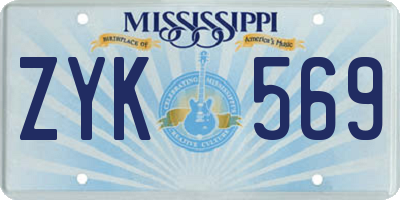 MS license plate ZYK569