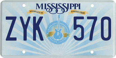 MS license plate ZYK570