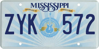 MS license plate ZYK572