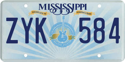 MS license plate ZYK584