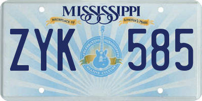 MS license plate ZYK585