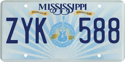 MS license plate ZYK588
