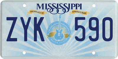 MS license plate ZYK590