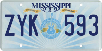 MS license plate ZYK593