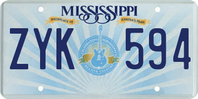 MS license plate ZYK594