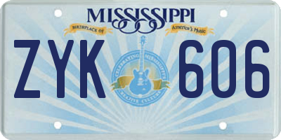 MS license plate ZYK606