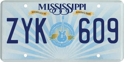 MS license plate ZYK609
