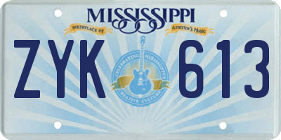 MS license plate ZYK613