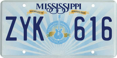 MS license plate ZYK616