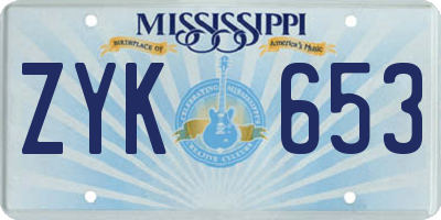 MS license plate ZYK653