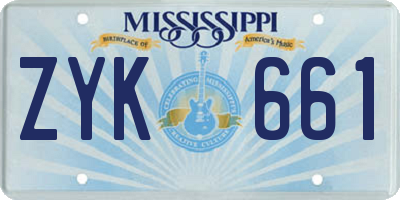 MS license plate ZYK661