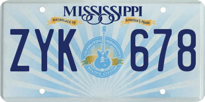 MS license plate ZYK678