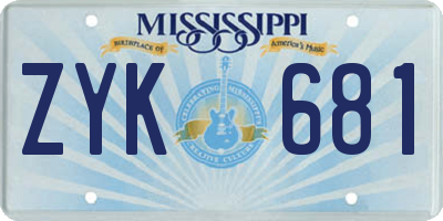 MS license plate ZYK681