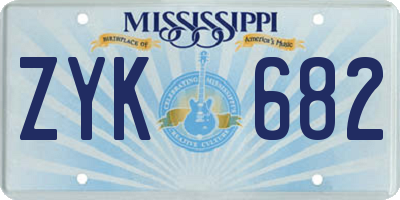 MS license plate ZYK682