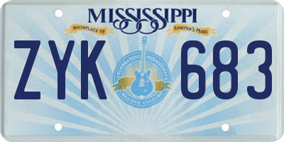 MS license plate ZYK683