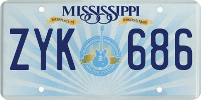 MS license plate ZYK686