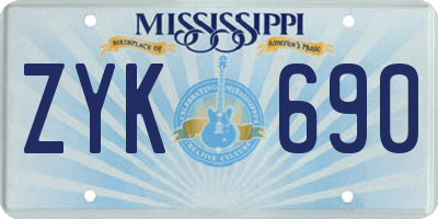 MS license plate ZYK690