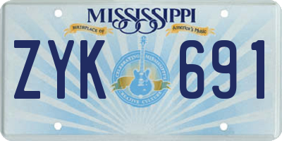 MS license plate ZYK691