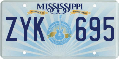 MS license plate ZYK695
