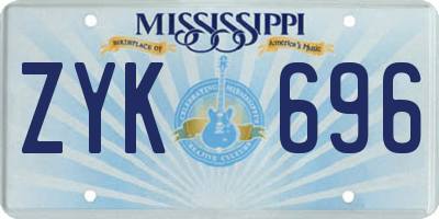 MS license plate ZYK696